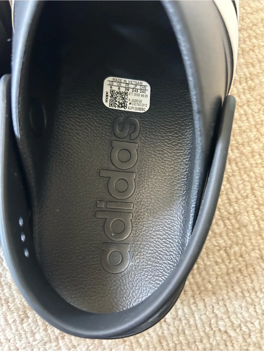 adidas young Kids Black Water Clogs with White Stripes
